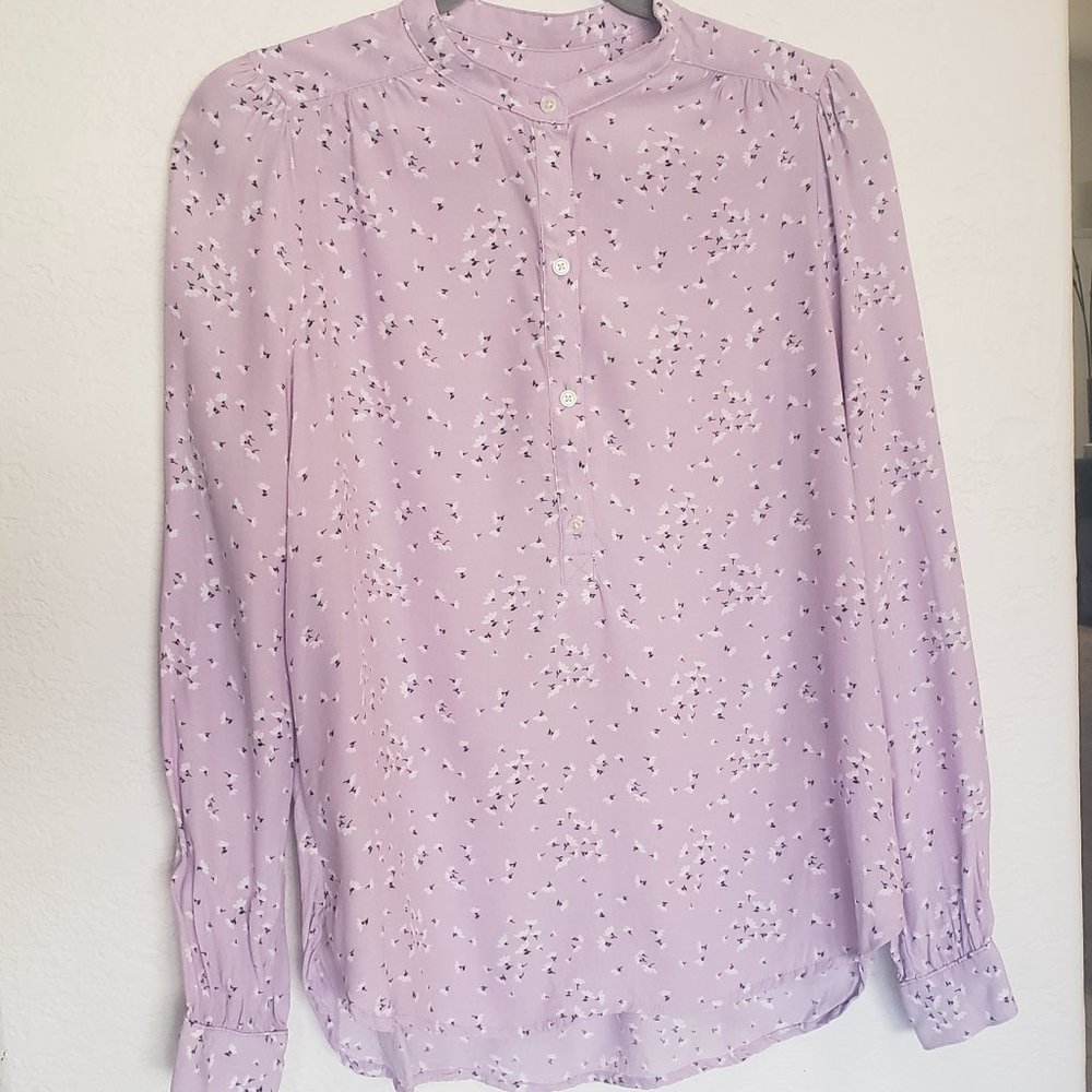 Light Purple Gap Floral Long-Sleeved Blouse